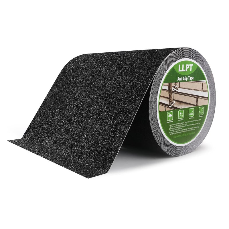 LLPT Grip Tape 8" x 36 Ft Ft Black Heavy Duty Anti Slip Tape for Stairs Waterproof Outdoor Indoor Non Slip Traction Strips for Stair Steps Boats Ramp Staircase Tread (ASB811) - Image 1